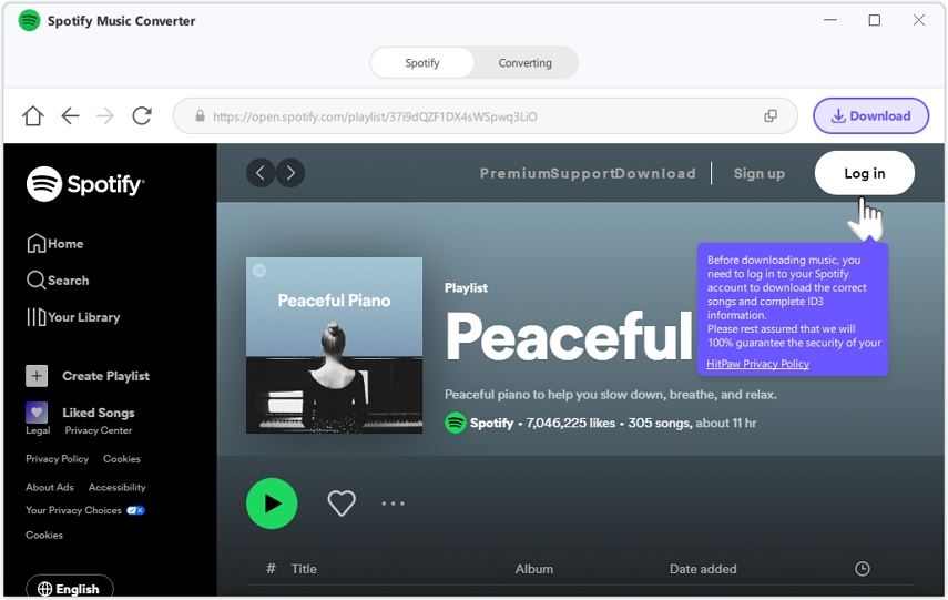 HitPaw Spotify Music Converter built-in web player
