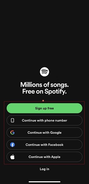 Create a Spotify account by Continue with Google 