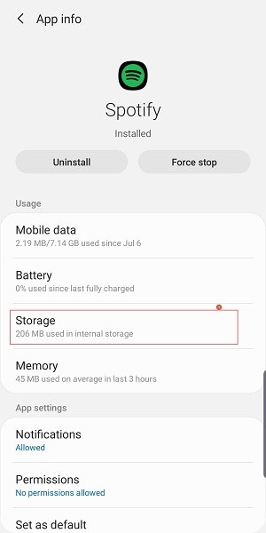 Spotify Storage on Android
