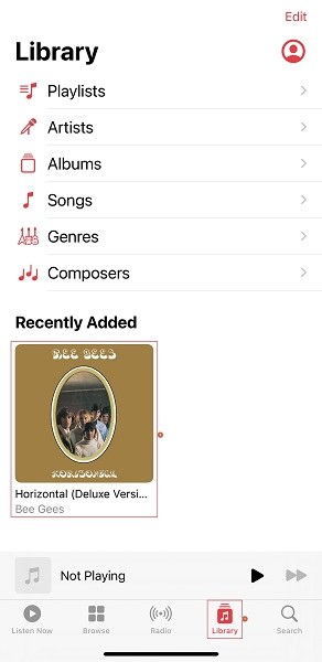 Recently Added section on Apple Music