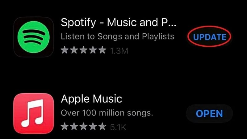update the Spotify app on iOS devices