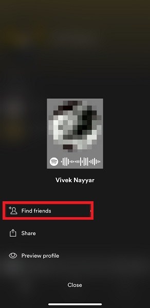 Find friends on Spotify profile page