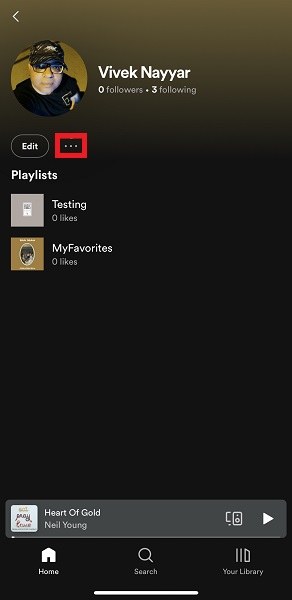 More option of your profile on Spotify