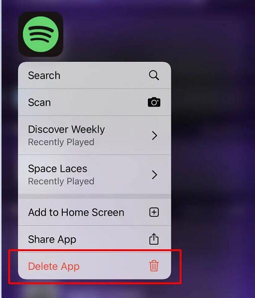 Delete Spotify App on iPhone