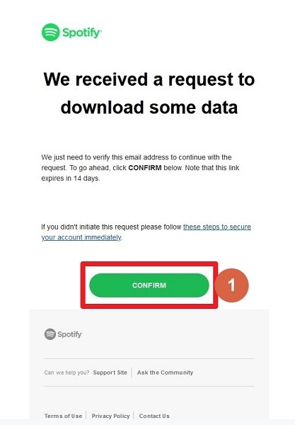 CONFIRM to download data from Spotify