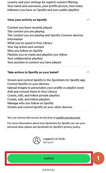 Sign in Spotistats with Spotify account