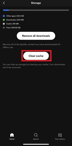 Clear Cache to fix Spotify waiting to download issue