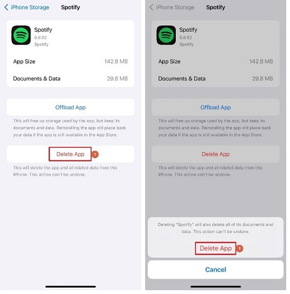Delete Spotify App from iPhone Settings